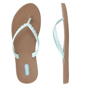 Oka-B Seafoam Scalloped Bristol Flip Flops Size 7 Made in the USA